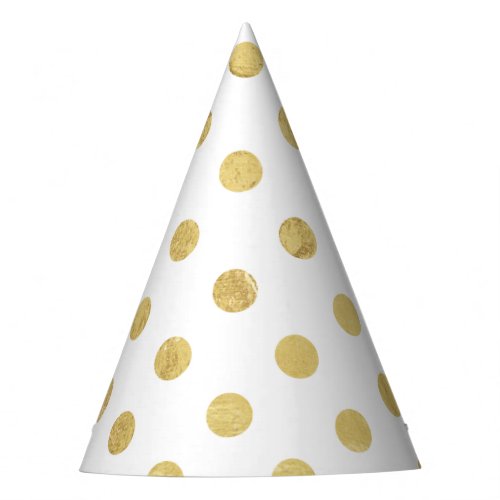 Elegant Gold Foil Polka Dot Pattern _ Gold  White Party Hat