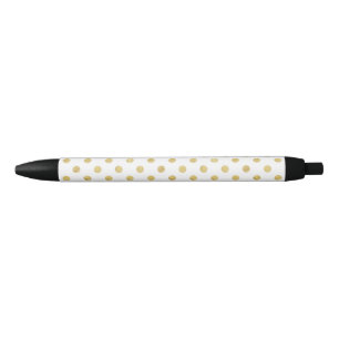 Elegant Gold Foil Polka Dot Pattern - Gold & White Pen