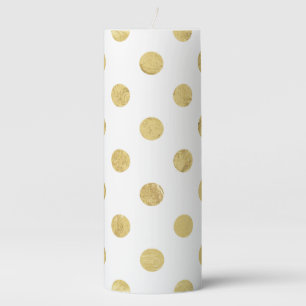 Elegant Gold Foil Polka Dot Pattern - Gold & White Pillar Candle