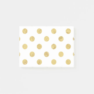 Elegant Gold Foil Polka Dot Pattern - Gold & White Post-it Notes