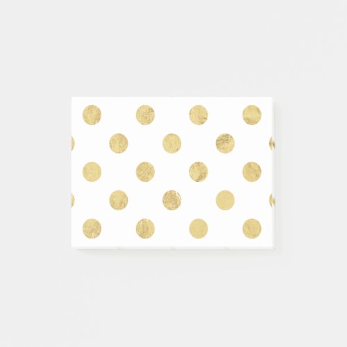 Elegant Gold Foil Polka Dot Pattern _ Gold  White Post_it Notes