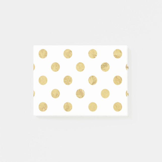 Elegant Gold Foil Polka Dot Pattern - Gold & White Post-it Notes (Front)