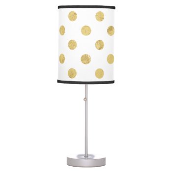 Elegant Gold Foil Polka Dot Pattern - Gold & White Table Lamp by allpattern at Zazzle