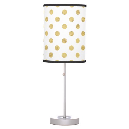 Elegant Gold Foil Polka Dot Pattern _ Gold  White Table Lamp