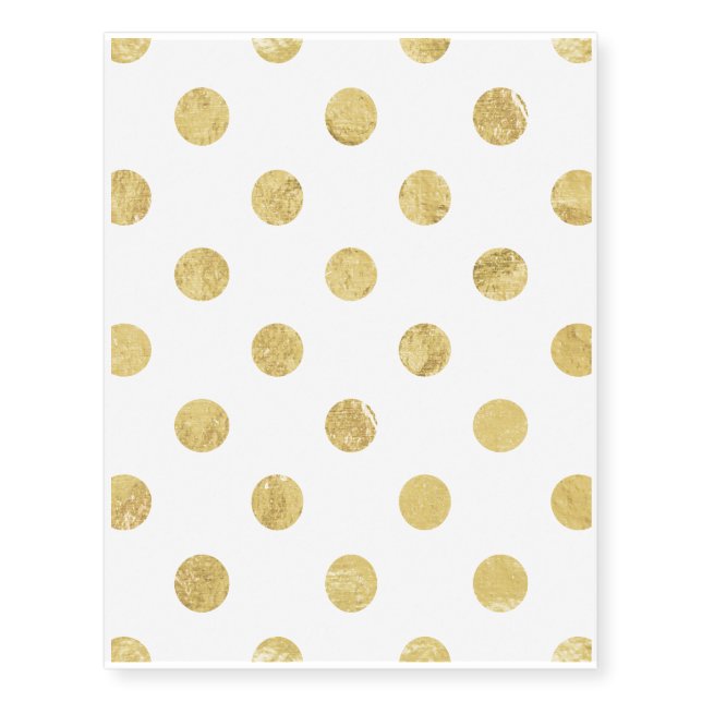 Elegant Gold Foil Polka Dot Pattern - Gold & White Temporary Tattoos (Front)
