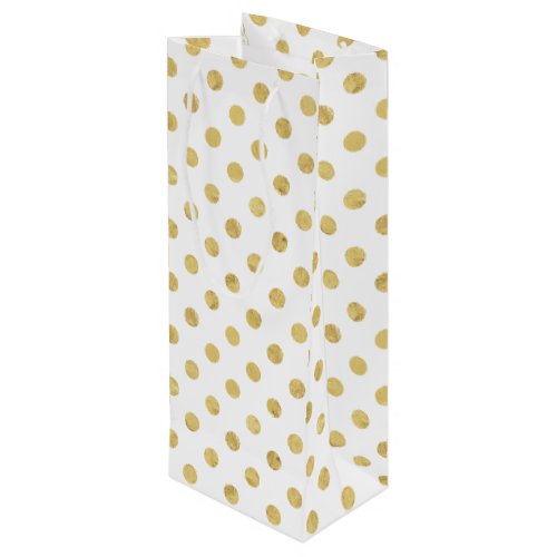 Elegant Gold Foil Polka Dot Pattern _ Gold  White Wine Gift Bag