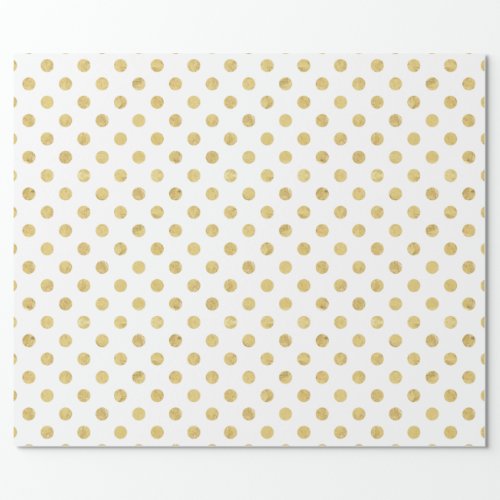 Elegant Gold Foil Polka Dot Pattern _ Gold  White Wrapping Paper