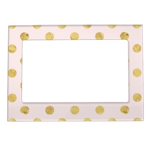 Elegant Gold Foil Polka Dot Pattern _ Pink  Gold Magnetic Frame