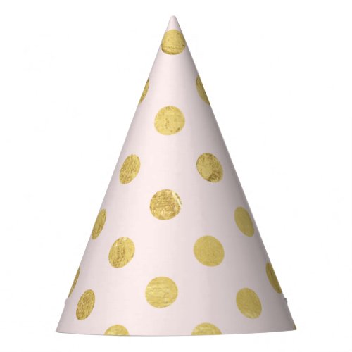 Elegant Gold Foil Polka Dot Pattern _ Pink  Gold Party Hat