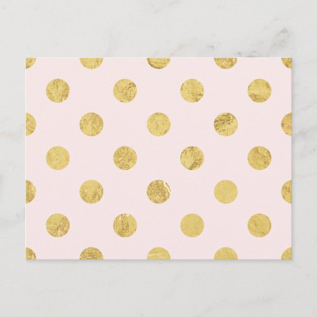 Elegant Gold Foil Polka Dot Pattern - Pink & Gold Postcard (Front)