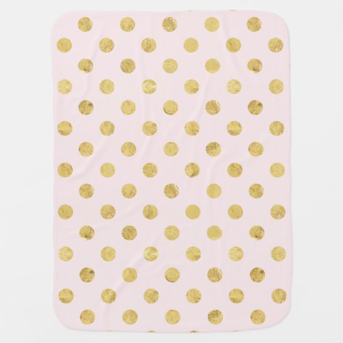 Elegant Gold Foil Polka Dot Pattern _ Pink  Gold Receiving Blanket