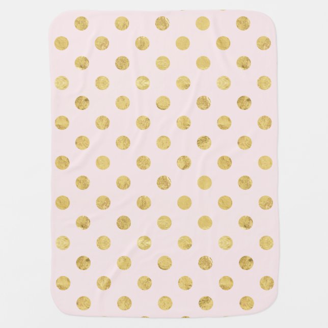 Elegant Gold Foil Polka Dot Pattern - Pink & Gold Receiving Blanket (Front)