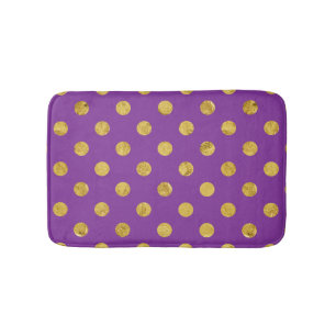 Elegant Gold Foil Polka Dot Pattern - Purple Bathroom Mat