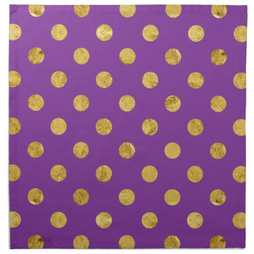 Elegant Gold Foil Polka Dot Pattern _ Purple Napkin