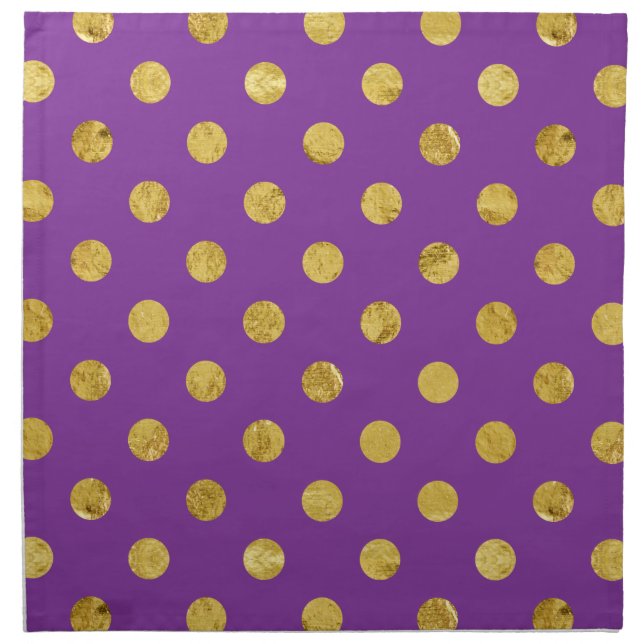 Elegant Gold Foil Polka Dot Pattern - Purple Napkin (Front)