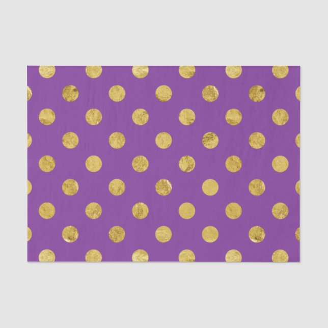 Elegant Gold Foil Polka Dot Pattern - Purple Tissue Paper (Front)