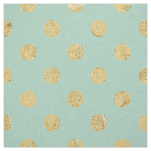 Elegant Gold Foil Polka Dot Pattern - Teal Gold Fabric (Swatch)
