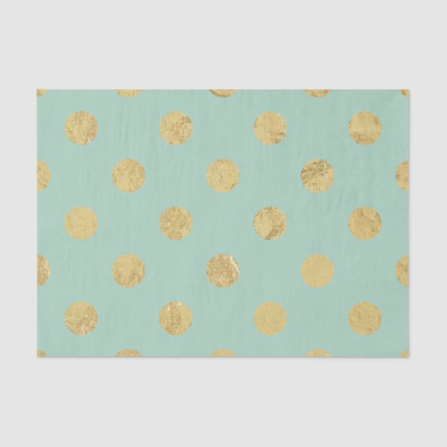 Elegant Gold Foil Polka Dot Pattern - Teal Gold Tissue Paper (Front)