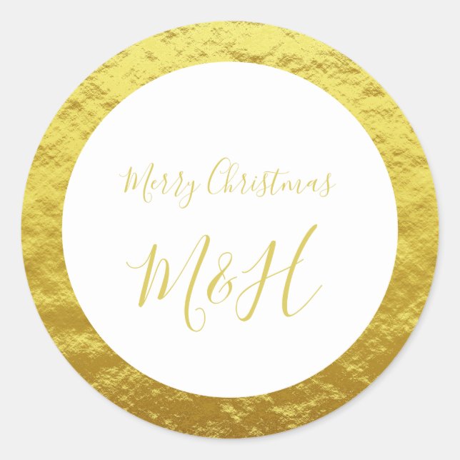 Elegant Gold Foil Print Classic Round Sticker (Front)