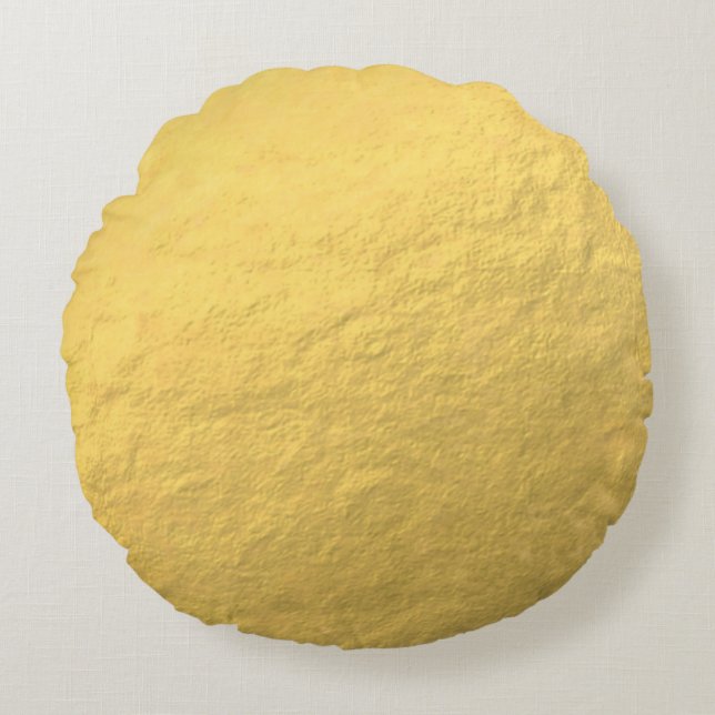 Elegant Gold Foil Printed Round Pillow (Front)