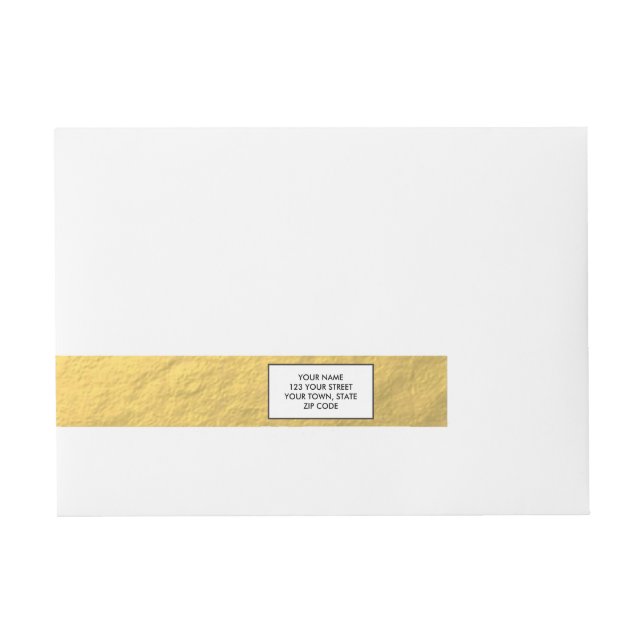 Elegant Gold Foil Printed Wrap Around Address Label (Front)