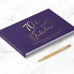 Elegant Gold Foil Purple 70th Birthday Party Foil Guest Book<br><div class="desc">Elegant purple guest book for her 70th birthday party featuring gold foil and "70 & Fabulous" in a chic calligraphy script. Customize with her name,  the party date and a title on the spine in classic serif typography.</div>