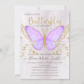 Elegant Gold Foil Purple Butterfly Baby Shower  Invitation (Front)