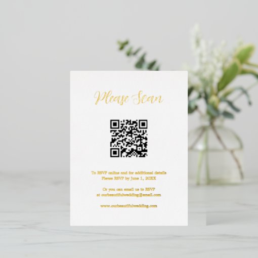 Elegant Gold Foil QR Code Wedding Enclosure Card | Zazzle