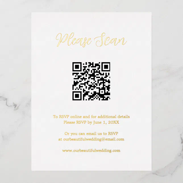 Elegant Gold Foil QR Code Wedding Enclosure Card Zazzle