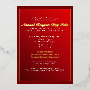 Elegant Gold Foil Reagan Day Gala Fundraiser Invitation