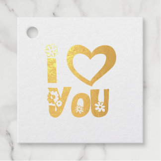 Elegant Gold Foil Red I Love You Gift Favor Tags