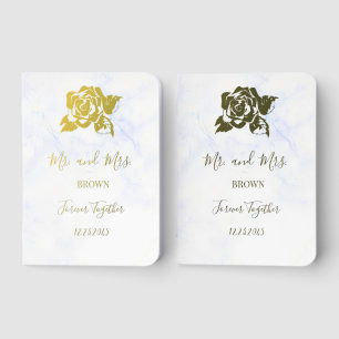 Elegant Gold Foil Rose Wedding Vows Book