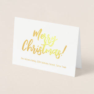 Elegant Gold Foil Script Merry Christmas Foil Card
