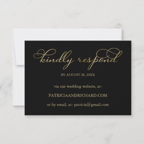 Elegant Gold Foil Script Online Wedding RSVP Card