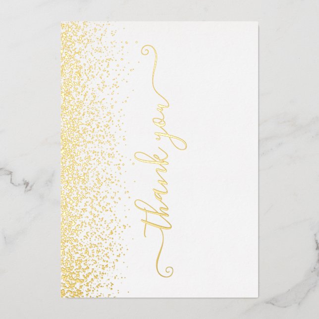 Elegant Gold Foil Script Thank You Card (Front)