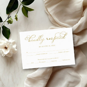 Elegant Gold Foil Script Wedding RSVP Card