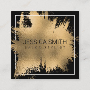 Elegant Gold Foil Splatter Metallic Gloss Square Business Card