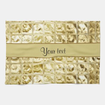 Elegant Gold Foil Squares Kitchen Towel by kye_designs at Zazzle