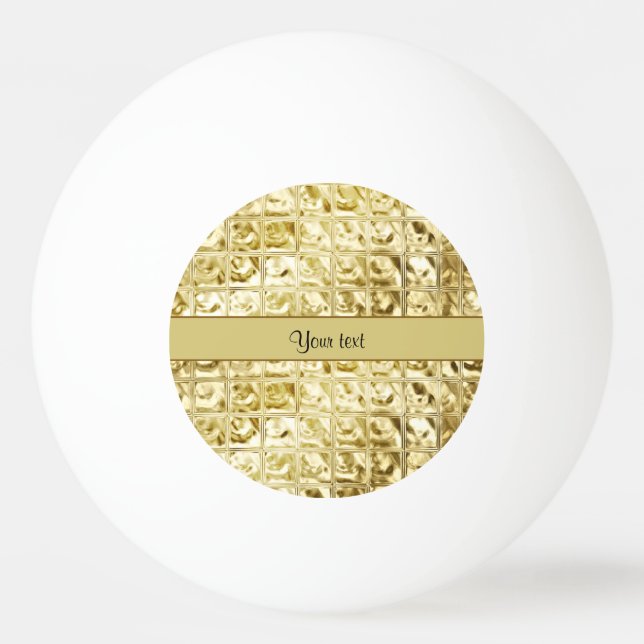 Elegant Gold Foil Squares Ping-Pong Ball (Front)