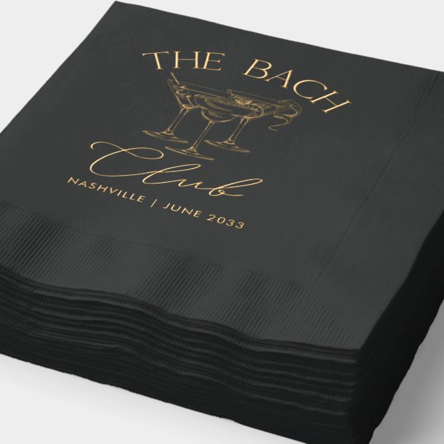 Elegant Gold Foil Stamped Bach Club Custom Napkins (Detail)