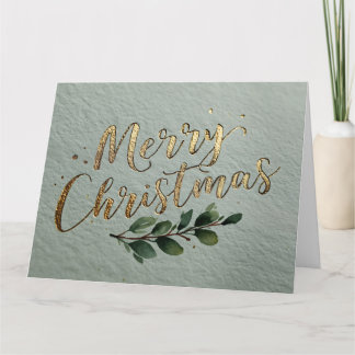 Elegant Gold Foil Stamped "Merry Christmas" Script Card