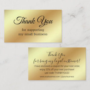Elegant Gold Foil Style Professional Thank You Business Card