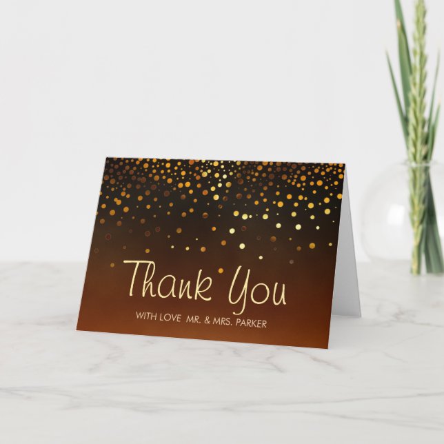 Elegant Gold Foil Sunset Clouds Thank You Card (Front)