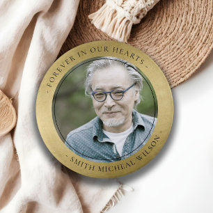 ELEGANT GOLD FOIL SYMPATHY MEMORIAL PHOTO BOTTLE O BUTTON