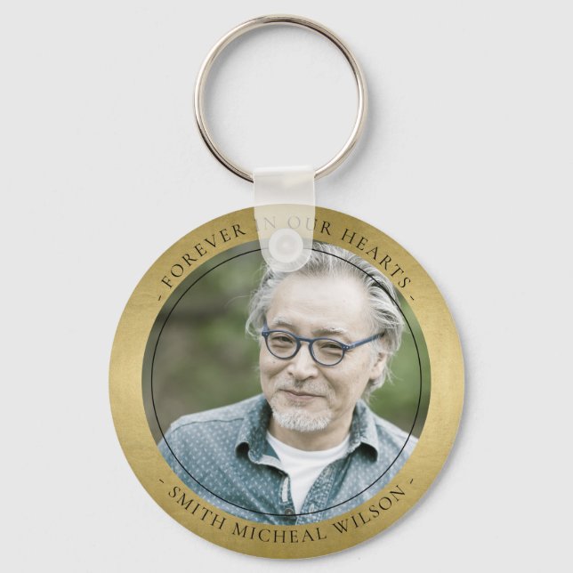 ELEGANT GOLD FOIL SYMPATHY MEMORIAL PHOTO MAGNET KEYCHAIN (Front)