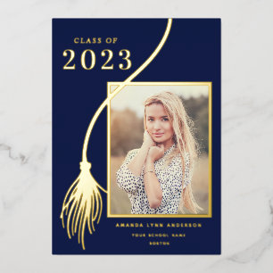 Elegant Gold Foil Tassel Graduation Announcement