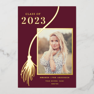Elegant Gold Foil Tassel Graduation Announcement