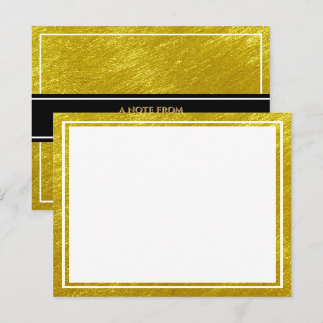 Elegant Gold Foil Texture, Professional Stationery Note Card (Front/Back)