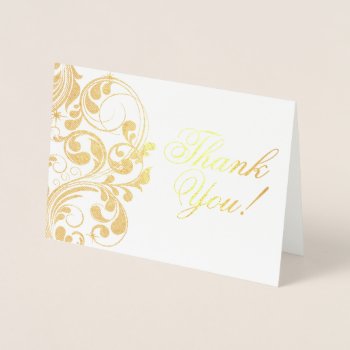 Elegant Gold Foil Thank You Card by glamprettyweddings at Zazzle