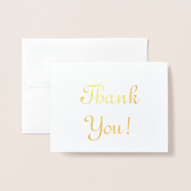 Elegant Gold Foil "Thank You!" Card (Front With Envelope)